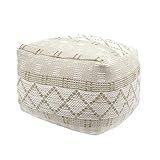 Christopher Knight Home Mag Large Square Casual Pouf, Boho, Ivory Chindi and Hemp | Amazon (US)