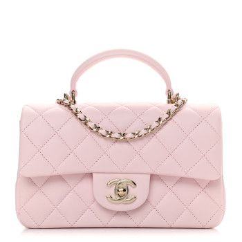 Lambskin Quilted Mini Top Handle Rectangular Flap Light Pink | FASHIONPHILE (US)
