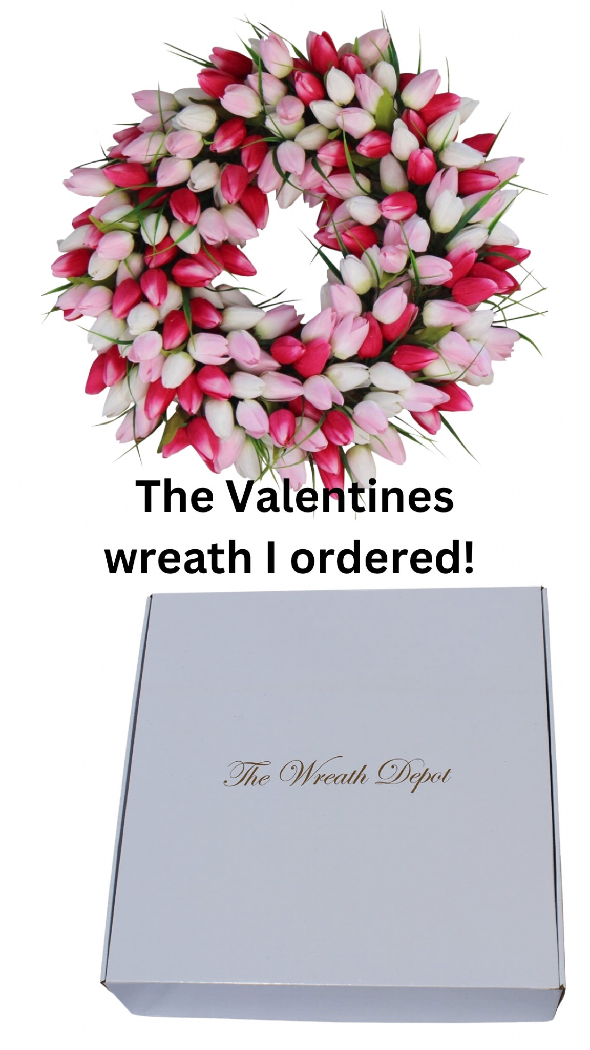 Valentine’s Day wreath. Tulip wreath. Big wreath. Beautiful wreath. Pink wreath. Red wreath. White wreath. 