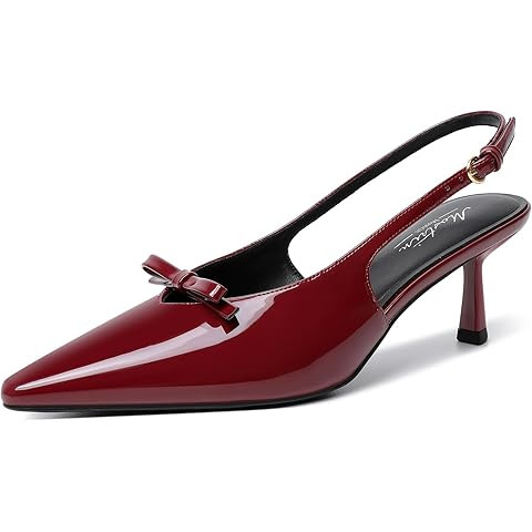 MAVMAX Slingback Heels for Women Kitten Heels with Bow Pointed Close Toe Pumps Dress Party Heeled... | Amazon (US)