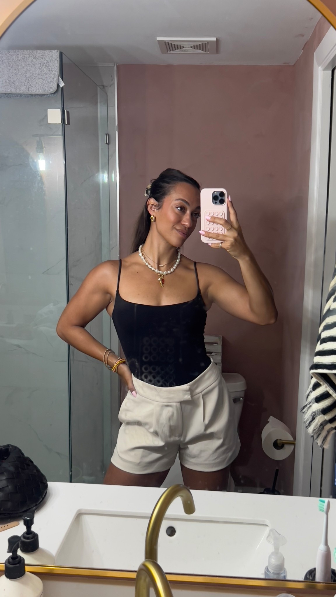 Hair day ootd!! Getting my hair done for the first time in over a year im so excited!!

Sharing these target shorts again - I sized up a little for a looser fit and they’re perfect. So chic and elevated. Every girl needs a simple black bodysuit in their wardrobe and this one is comfy and flattering 

Neutral summer outfit, neutral outfit ideas, chic neutral outfit, elevated everyday outfits, trouser shorts outfit

#LTKBeauty #LTKFindsUnder50 #LTKSeasonal