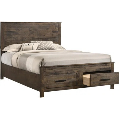 Rustic Queen Bed With Storage And Detailed Headboard Style Construction Practical | Wayfair North America