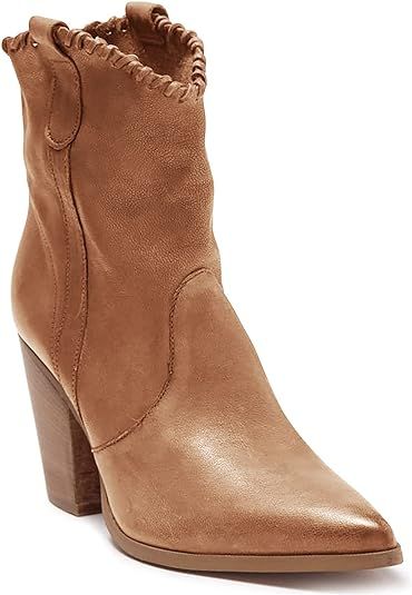 Womens Chunky Block Heel Ankle Boots Faux Leather Pointed Toe Booties High Top Comfortable Solid ... | Amazon (US)