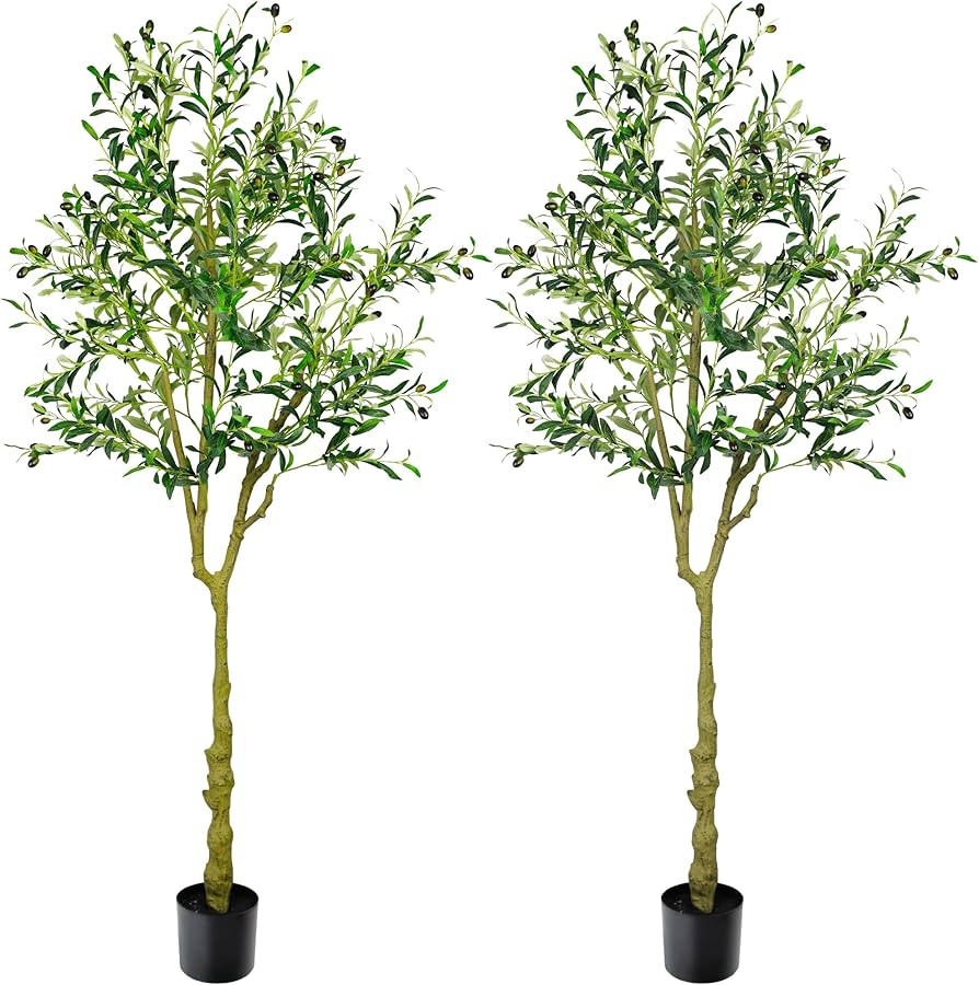 KOL Artificial Olive Tree 6FT 2-Pack Faux Silk Plant for Modern Home Office Decor Fake Potted Tre... | Amazon (US)