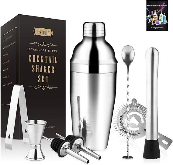 Esmula Cocktail Shaker Set 8 Piece, 25oz Stainless Steel Bartender Kit Professional Martini Mixin... | Amazon (US)