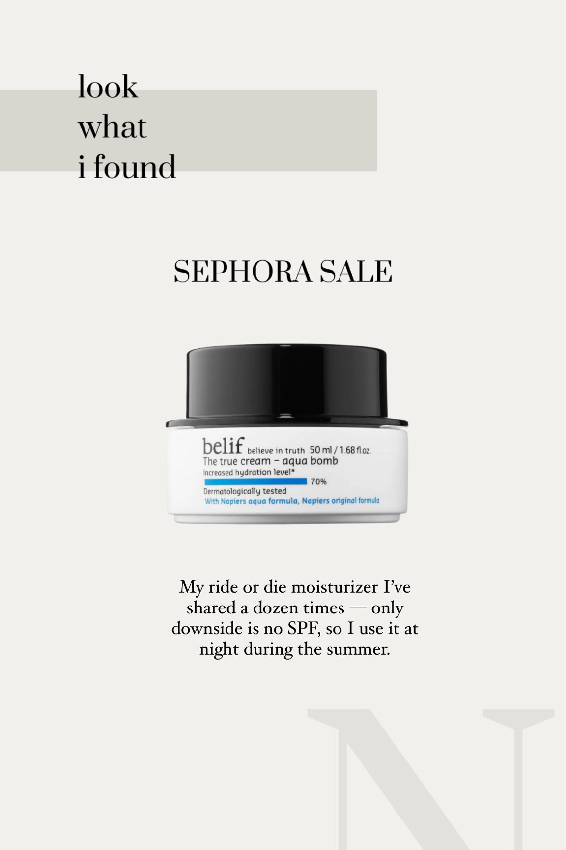 Sephora sale - my go-to moisturizer. Super hydrating, not greasy or heavy. #sephora #sephorasale #skincare #moisturizer 

#LTKbeauty #LTKsalealert #LTKunder50