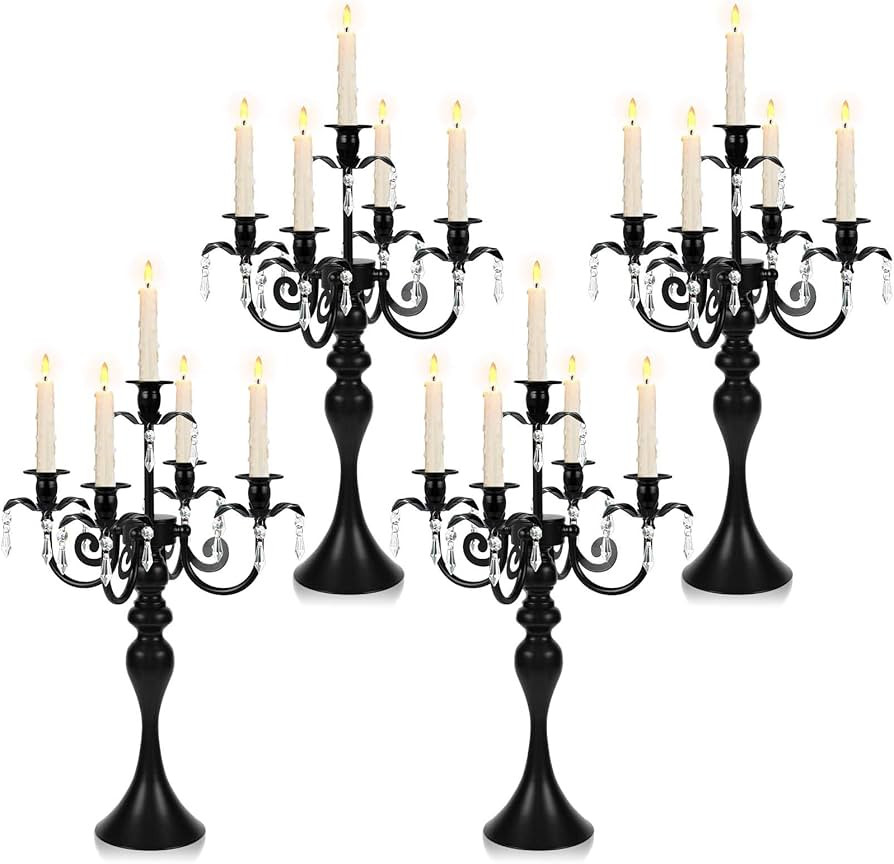 20''Tall Crystal Pendant Taper Candle Holders/Stylish Candle Stands/Candlesticks Holder/Candelabr... | Amazon (US)