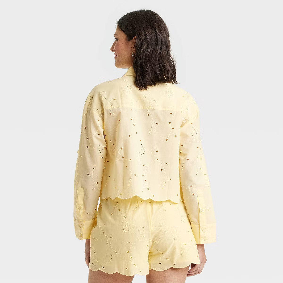 Women's Eyelet Long Sleeve Button-Down Shirt - A New Day™ | Target