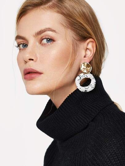 Snakeskin Pattern Hoop Earrings 1pair | SHEIN