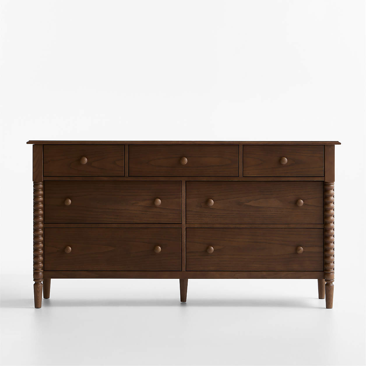 Jenny Lind 62" Deep Brown Wood Extra Wide 7-Drawer Kids Dresser + Reviews | Crate & Kids | Crate & Barrel