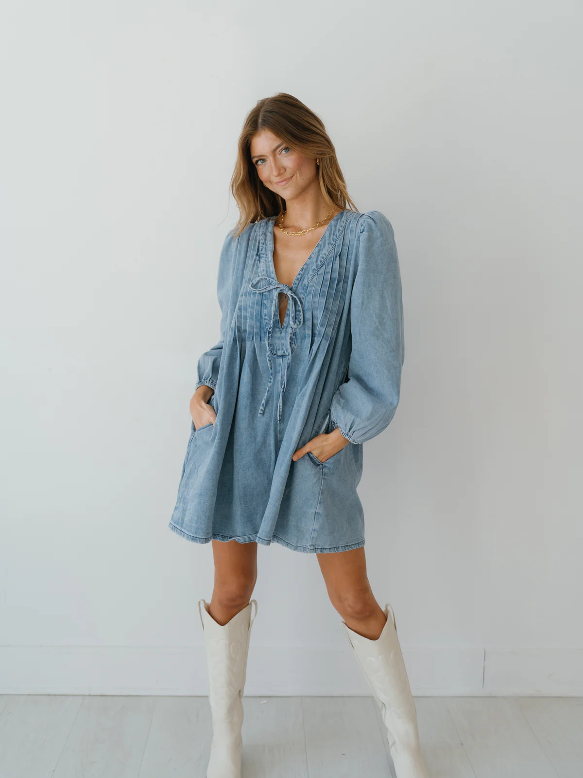 Liberty Romper - Medium Wash | Landry Kate