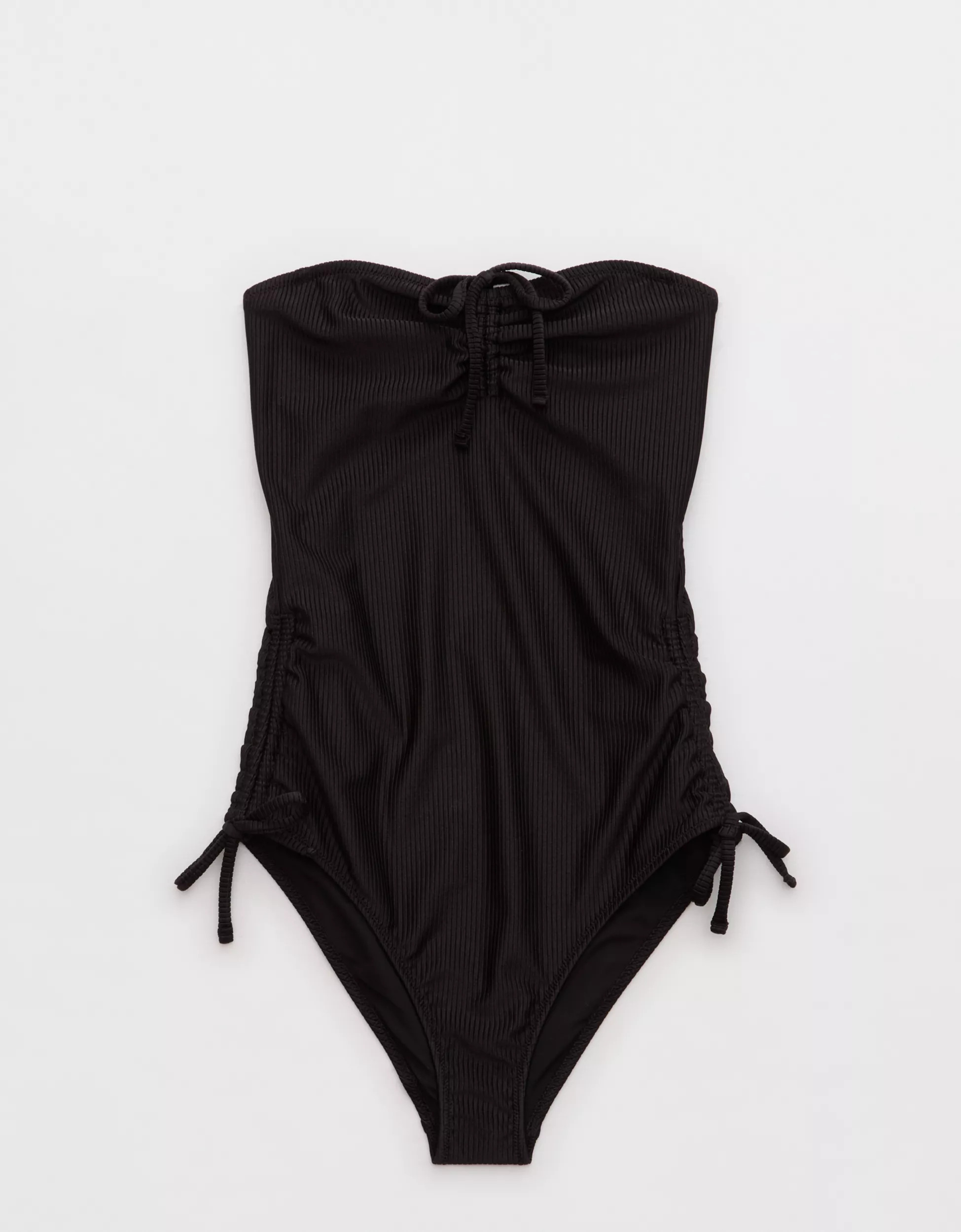Aerie Shine Rib Strapless Cheeky One Piece Swimsuit | Aerie