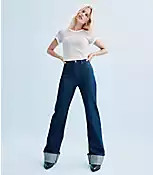 Rivete Cuffed High Rise Wide Leg Jeans in Nova Wash | LOFT