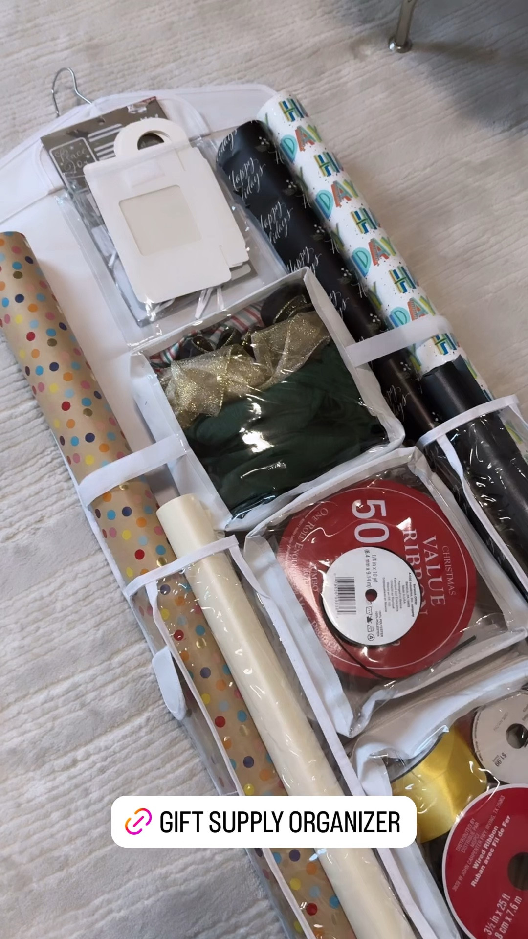 Hanging gift wrap organizer that barely takes up closet space!

Gift wrapping, gift wrap organizer, gift wrap storage, gift wrapping supplies organization, home organizing, the home edit 

#LTKsalealert #LTKhome #LTKstyletip