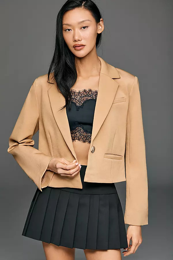 Maeve Crop Knit Blazer | Anthropologie (US)
