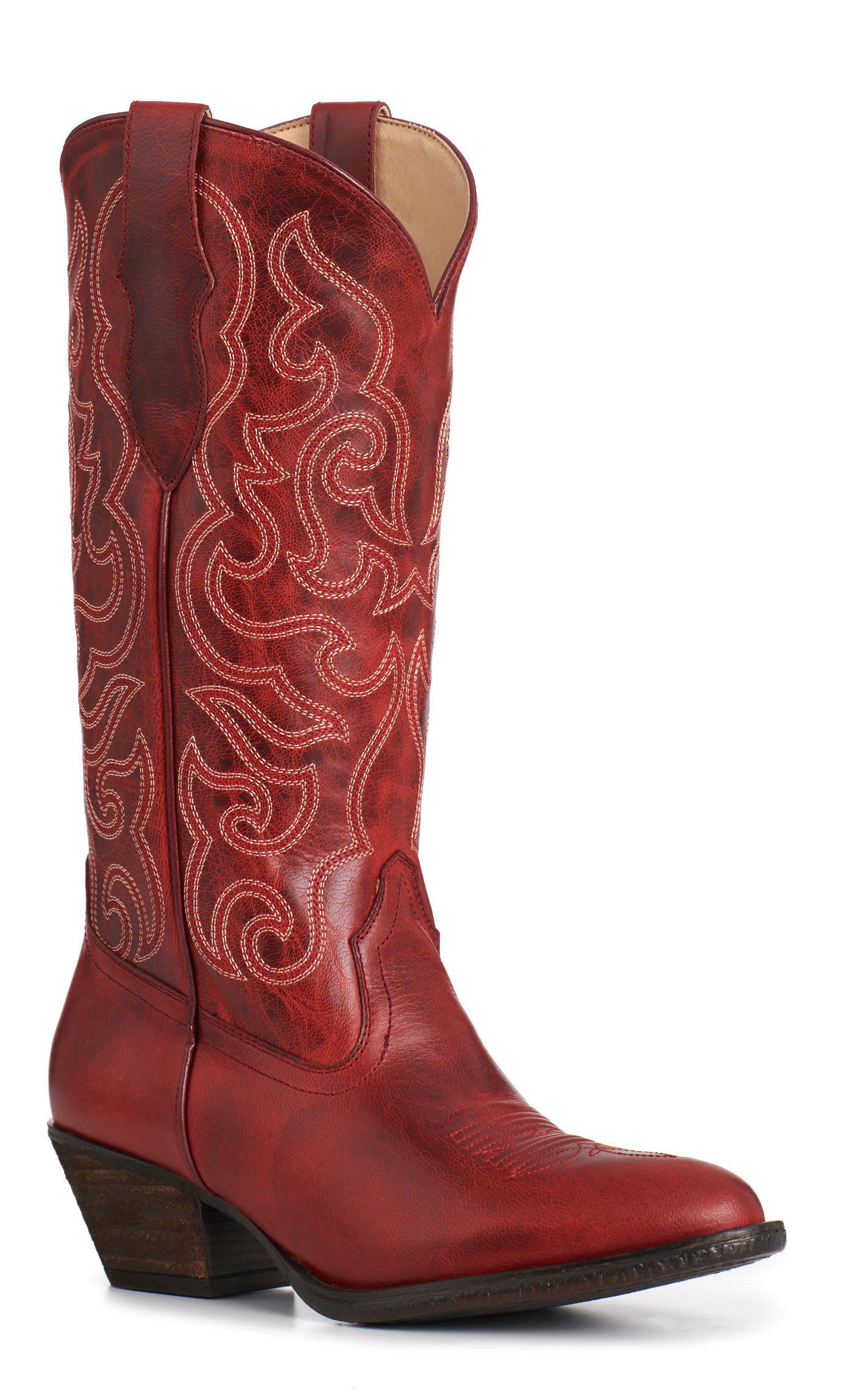 Rockin' C Women's Red Goat Leather R Toe Cowboy Boots - 9.5xB - From Cavender's | Cavender's