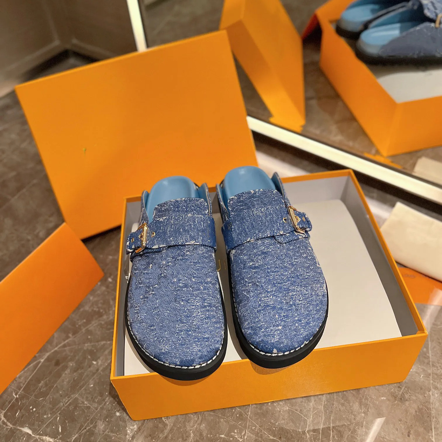 Unisex Denim Cosy Flat Comfort Clogs Slippers Relaxed Summery Look Half Mules Women Designer Slid... | DHGate