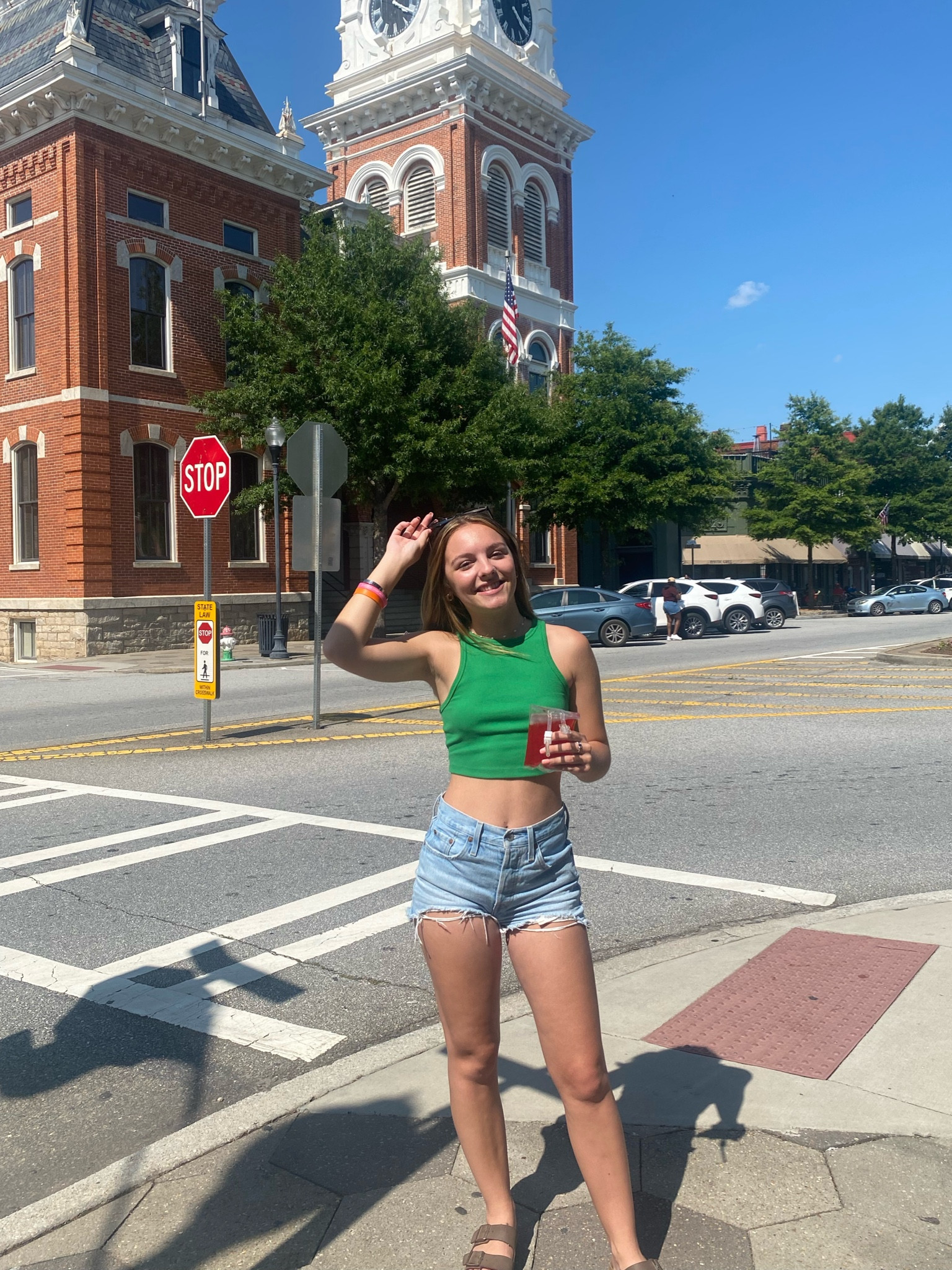 Target Women’s green tiny tank top, Buckle Levi’s shorts & journey Birkenstocks styled in Covington, GA 

#LTKfit #LTKtravel #LTKFind