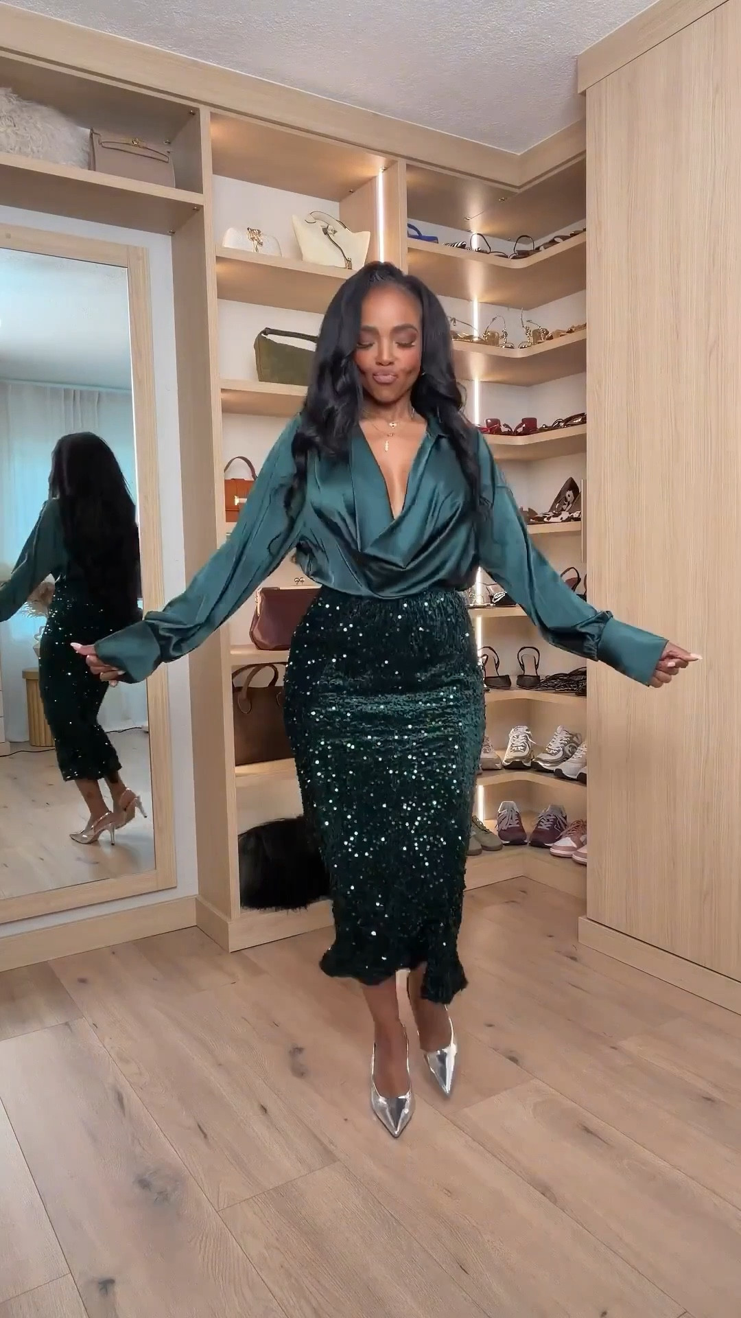 Holiday party outfits you can rewear all season — chic, festive, and so flattering.

Here’s the fit rundown:
• Green satin + sequin skirt look — TTS, skirt has stretch and drapes beautifully; perfect for holiday dinners, office parties, and dressy nights out.
• White lace top + tailored trousers — Top fits TTS with a soft stretch; trousers have a comfortable structured fit. Great for holiday brunch, family photos, or NYE pre-events. My exact pants are sold out. They only have black left so I linked white alternatives.
• Red suit moment — TTS blazer + pants; the blazer has a subtle cinch for shape. Perfect for holiday parties, cocktail nights, and festive work events.

Size small I’m 5’4 | 140lbs | 36D -27 -40  IG & YT: kirasfashionfinds TT: kiraabboud 

holiday outfits, holiday party looks, chrismas outfits, festive style, winter fashion, dressy holiday outfits, holiday glam, partywear, winter party outfits, neutral holiday looks.

Everything is linked for easy shopping 🤍✨


Follow my LTK @kirasfashionfinds on the @shop.LTK app to view this post and get my exclusive app-only content!

#liketkit #LTKgrwm #LTKHoliday #LTKPetite
@shop.ltk
https://liketk.it/5CLxZ

#LTKgrwm #LTKHoliday #LTKootd