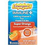 Emergen-C Immune+ 1000mg Vitamin C Powder, with Vitamin D, Zinc, Antioxidants and Electrolytes for Immunity, Immune Support Dietary Supplement, Super Orange Flavor - 10 Count | Amazon (US)
