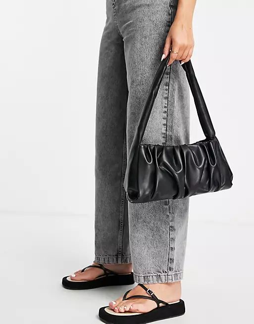 ASOS DESIGN shoulder bag with ruched detail in black | ASOS | ASOS (Global)