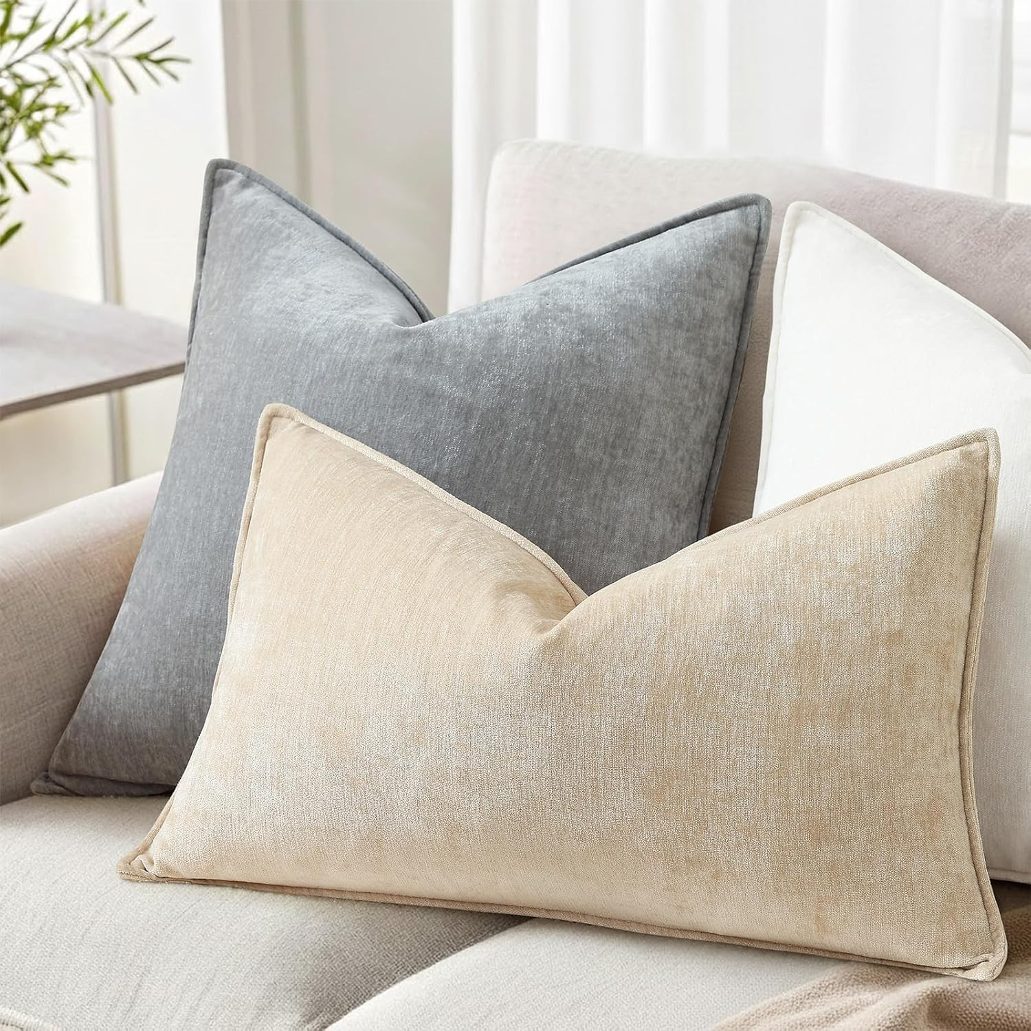 decorUhome Summer Couch Throw Pillow Covers 12x20 Set of 2, Decorative Soft Velvet Modern Cozy Ch... | Amazon (US)