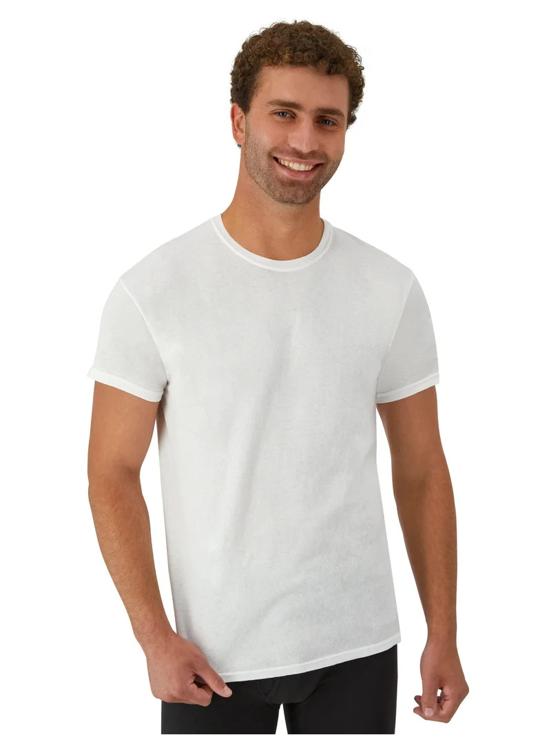 Hanes Men's Value Pack White Crew T-Shirt Undershirts, 6 Pack | Walmart (US)