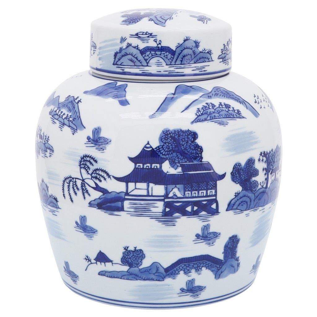 9 Inch Rounded Jar With Lid In Blue | 1stopbedrooms