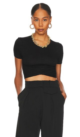 Camille Twist Front Top in Black | Revolve Clothing (Global)