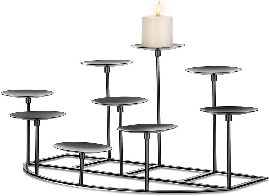 Romadedi Fireplace Candle Holder 9 Candelabra - for Pillar Candles Black Candle Stand Iron Table ... | Amazon (US)