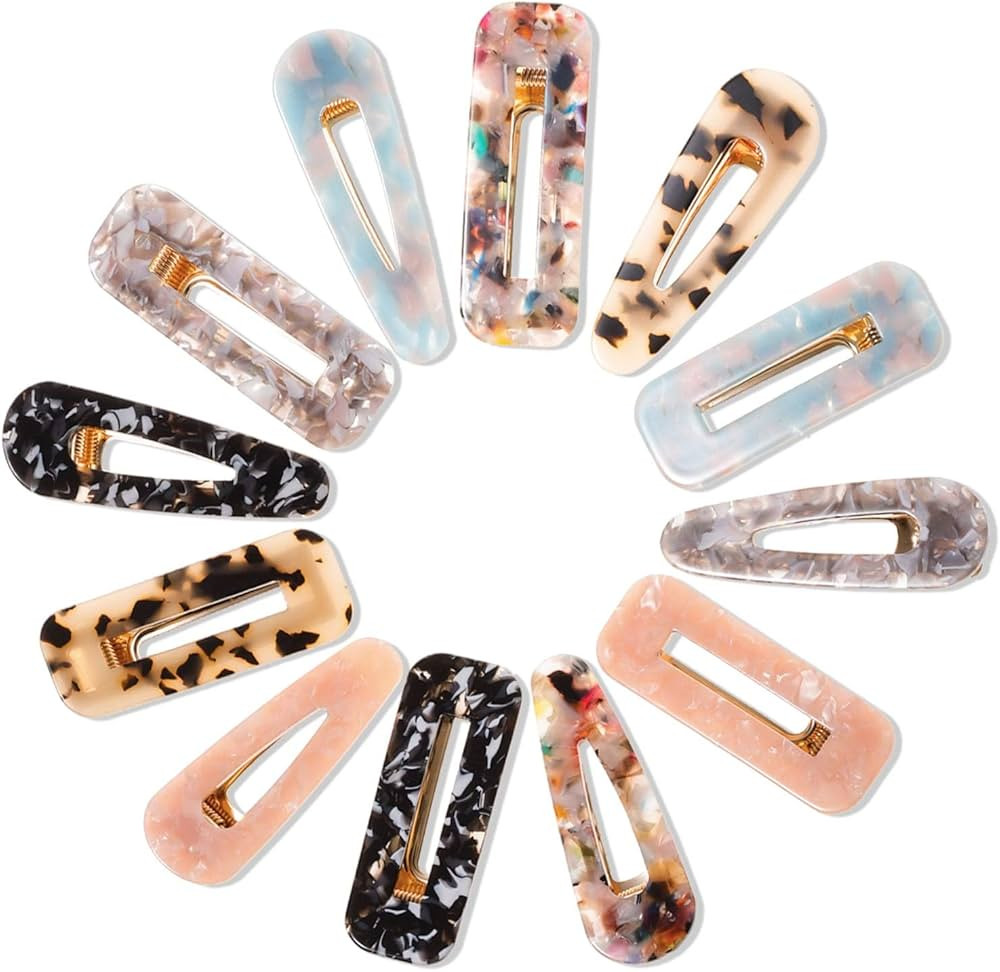Cridoz 12 Pcs Acrylic Resin Hair Barrettes Hair Clips for Women Hair Accessories | Amazon (US)