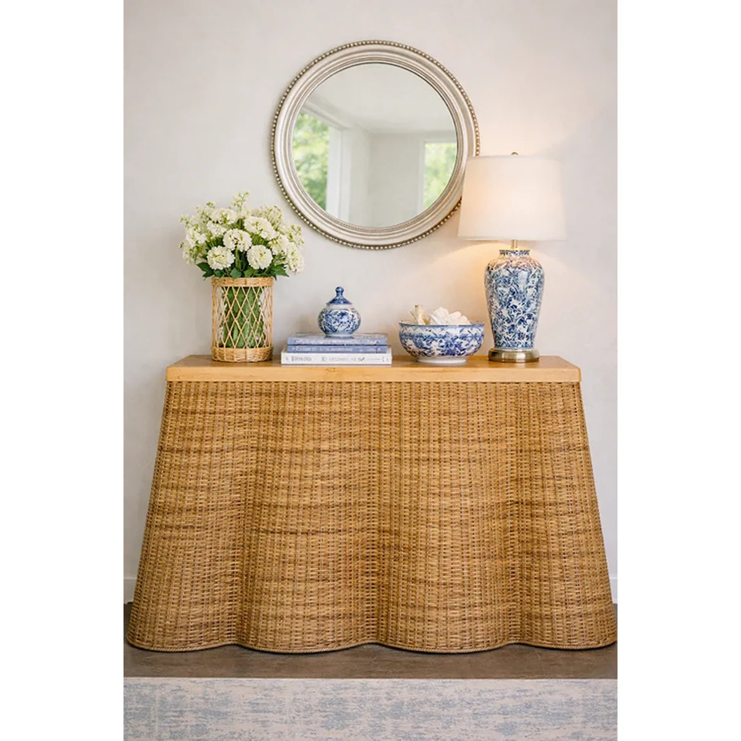 Scalloped Wicker Console | Gorgeous Living