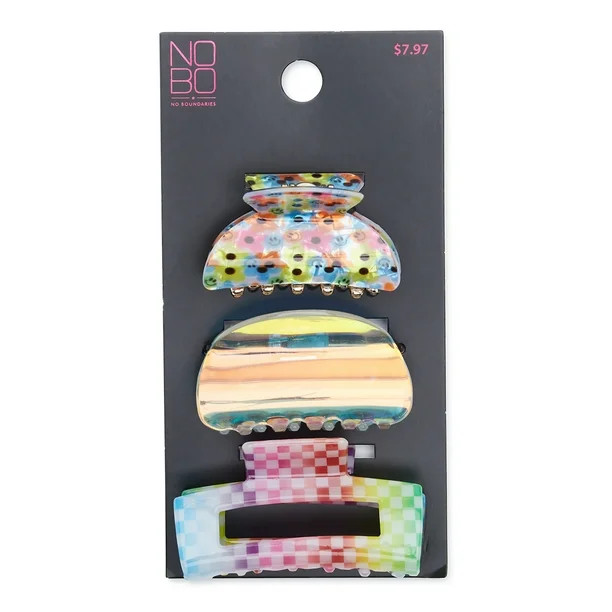 No Boundaries Juniors Claw Hair Clips, 3-Pack | Walmart (US)