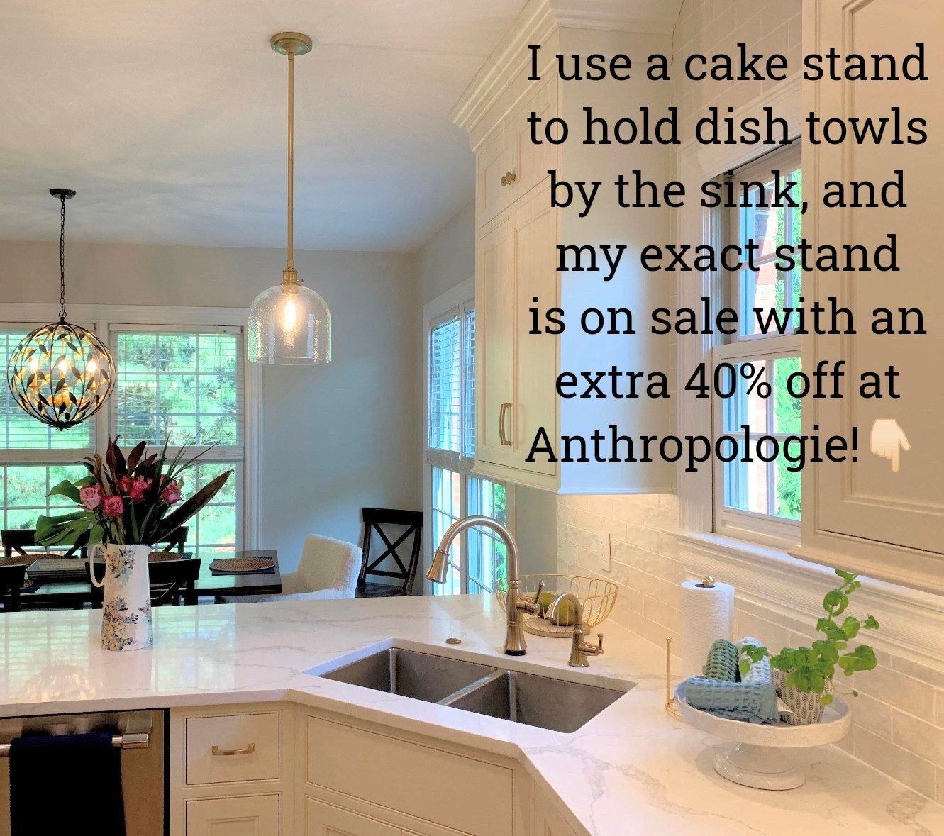 My Anthropologie cake stand, that is home to our dish towels, is on sale with an extra 40% off!! Discount taken at checkout! 🤯💕