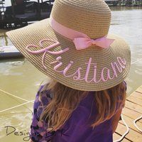 Toddler Straw Hat, Custom Embroidered Beach Kids Personalized Girls Floppy Sun Monogrammed Hat | Etsy (US)