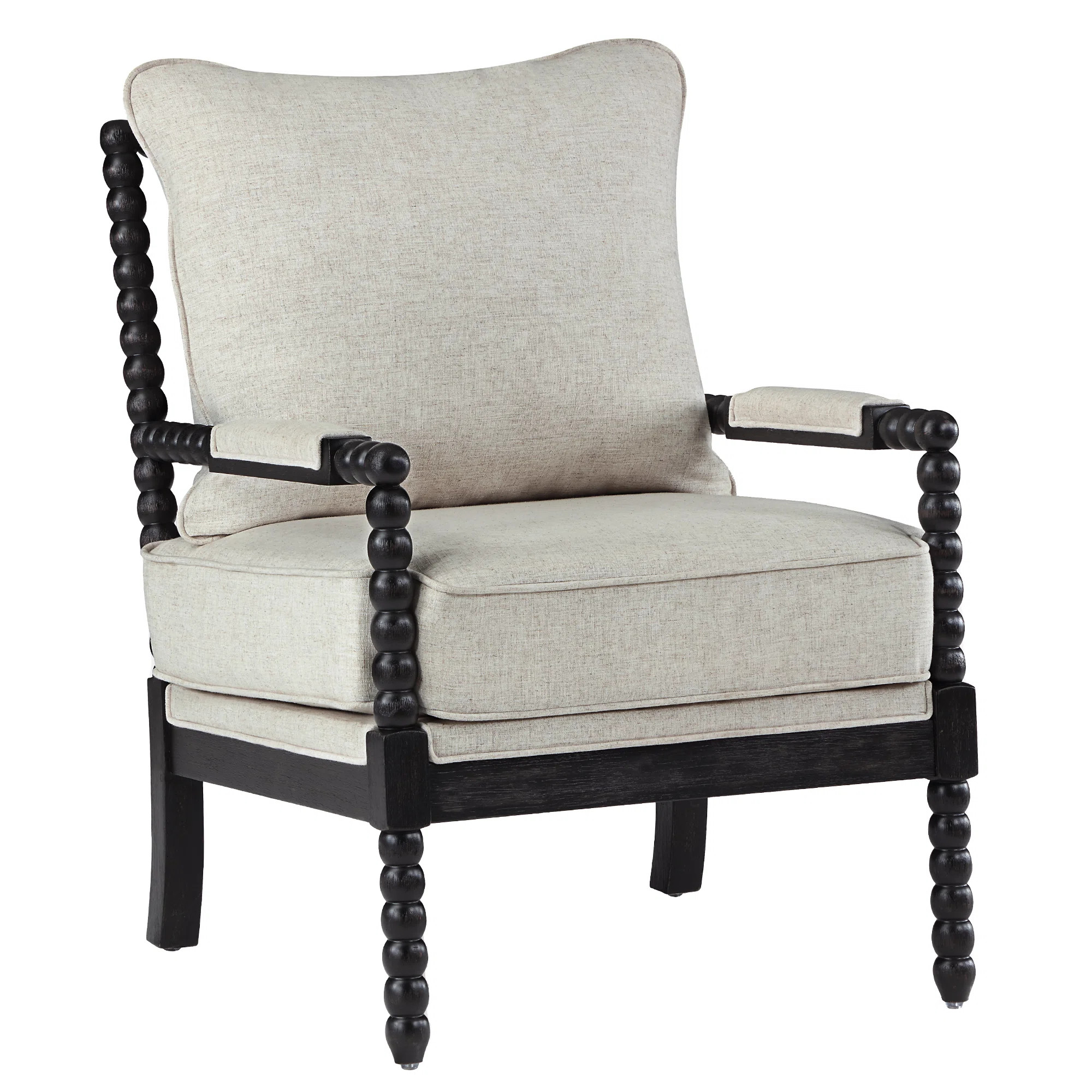 Lorentz Modern Farmhouse Accent Chair 25.5" Wide Chenille with Turned Wood and Solid Frame | Wayfair North America