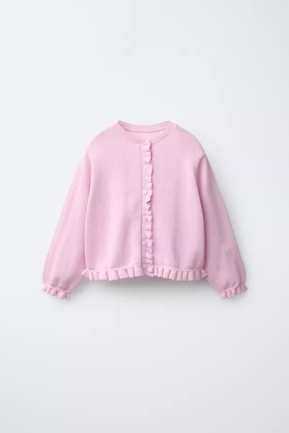 KNIT CARDIGAN WITH RUFFLE | Zara UK