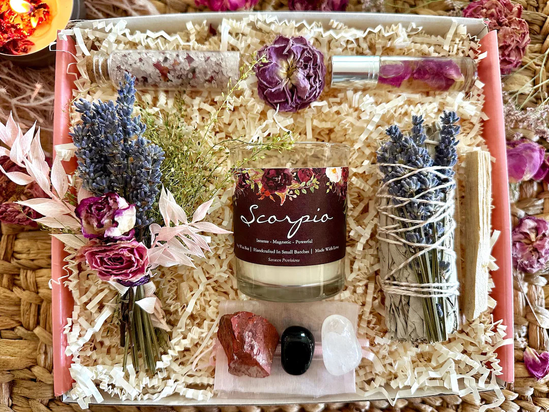 Scorpio Zodiac Astrology Crystal Gift Box, Crystals For Sun Sign, Gift Wrapped Self Care, Birthda... | Etsy (US)