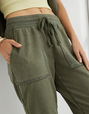 Aerie Sunwashed Fleece Distressed Jogger | American Eagle Outfitters (US & CA)