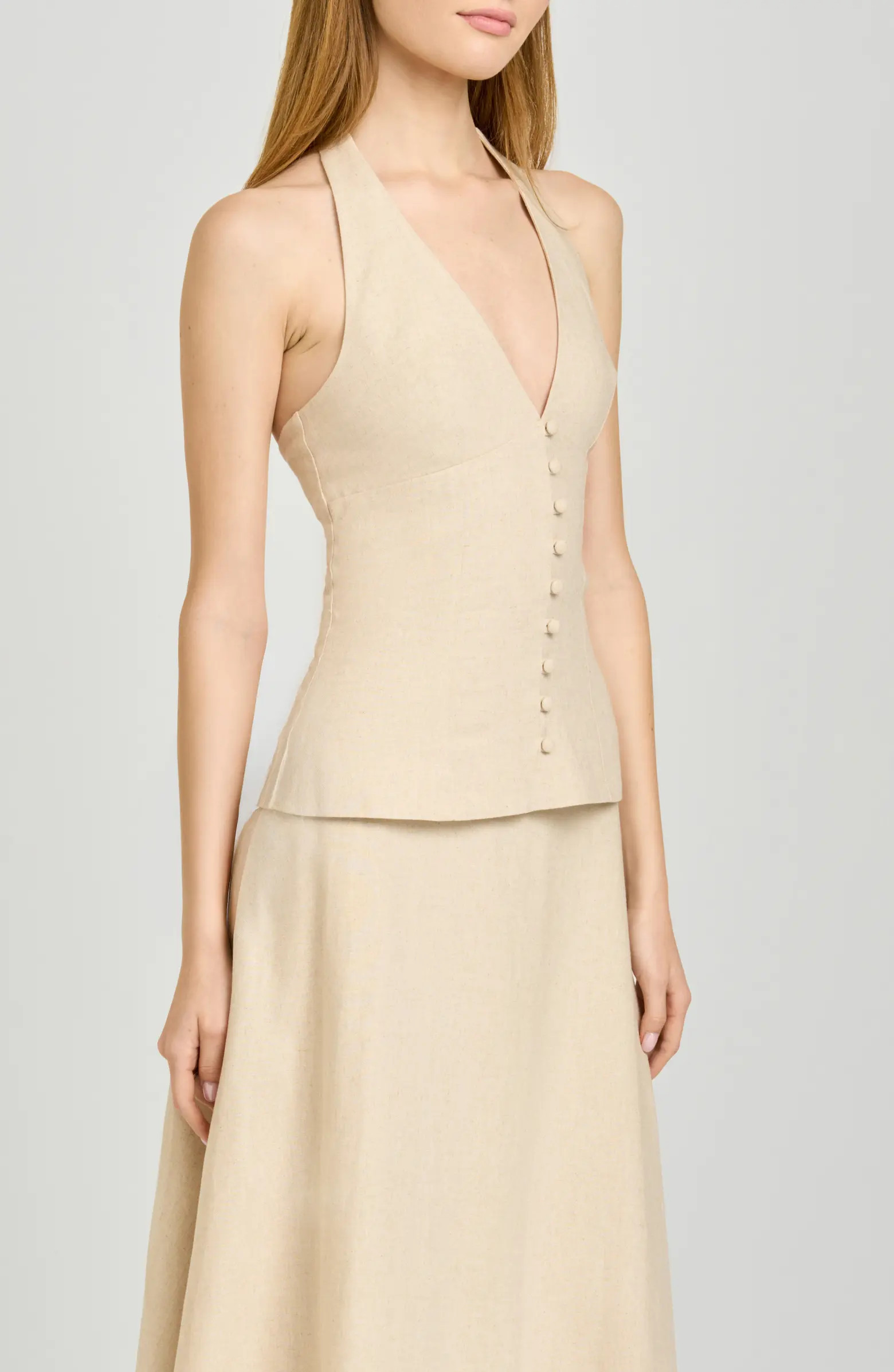 WAYF x Hannah Lovey Porter Capri Halter Neck Linen Blend Top | Nordstrom | Nordstrom