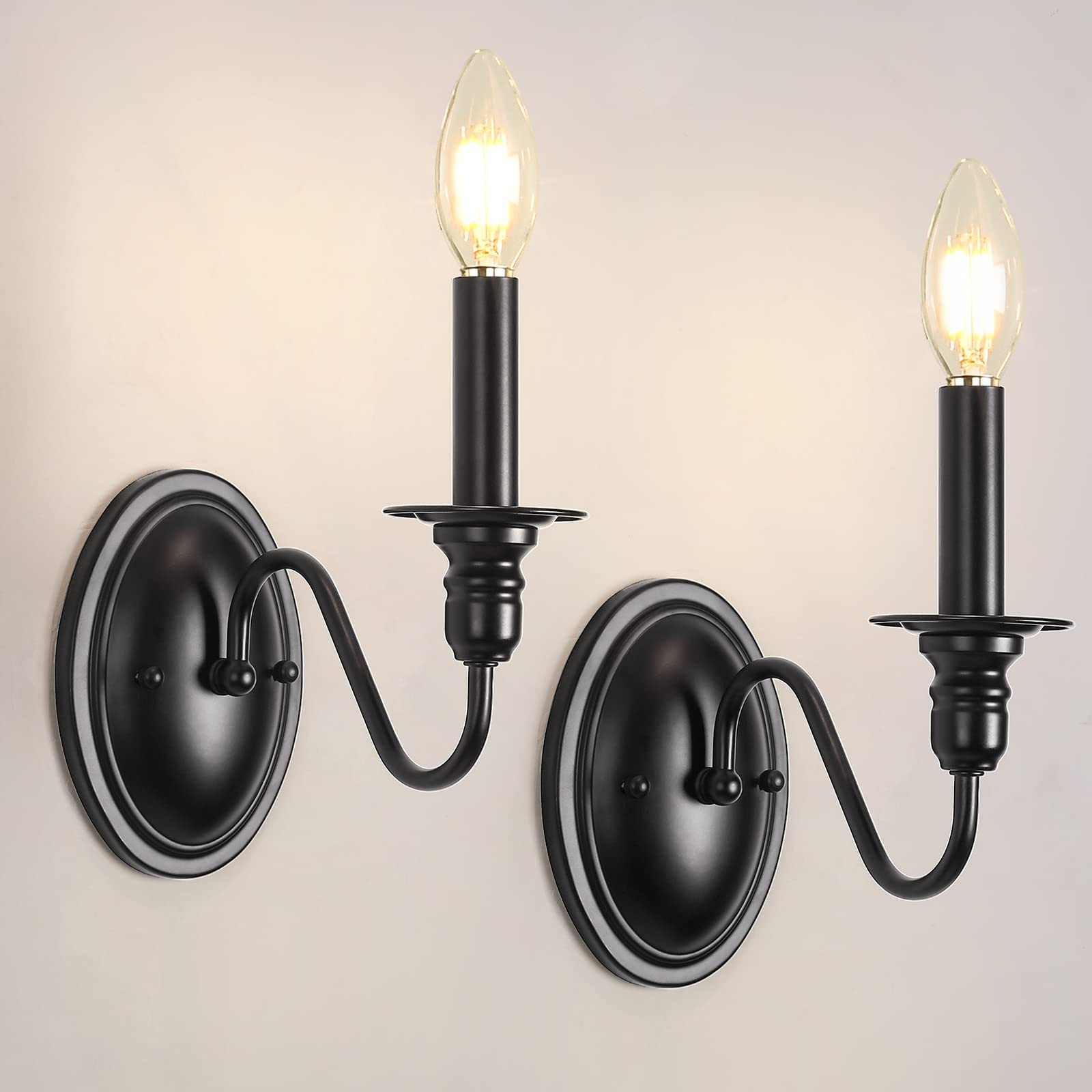 Color: Black Wall Sconces Set of 2-1 Light 
 | Amazon (US)