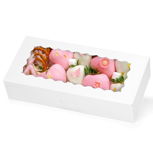 Moretoes 30pcs Auto-Popup Cookie Boxes, 12x5.5x2.5 Inch White Bakery Box with Window for Treats, ... | Amazon (US)
