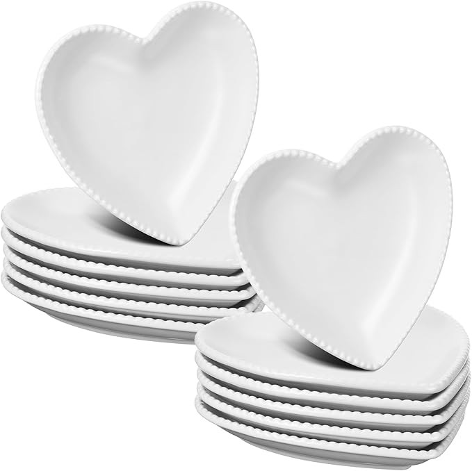 Meanplan 12 pcs Heart Shaped Plates Ceramic Salad 6.9 Inches Ceramic Graduation Plates Dinner Hea... | Amazon (US)