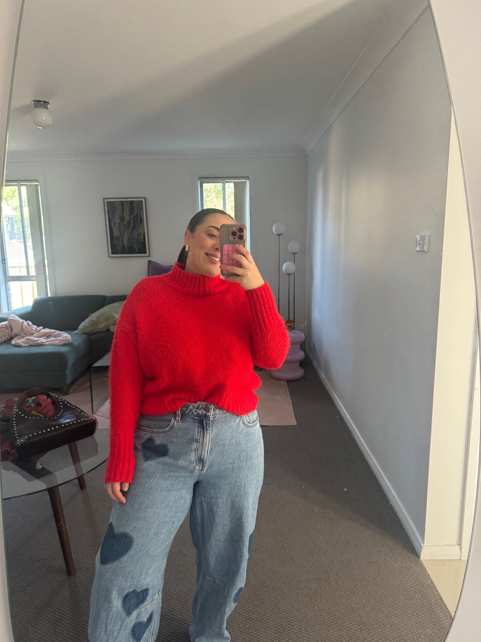 The most comfortable baggy jeans! The ❤️ ones are now out of stock but I linked some flower ones and others that are the exact same style of these just a different pattern! 
