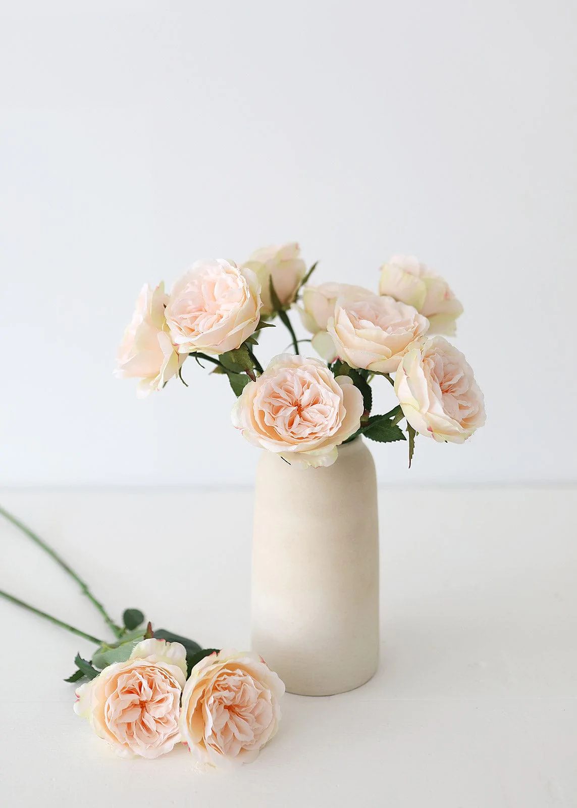Peach Artificial English Cabbage Rose - 20.5" | Afloral