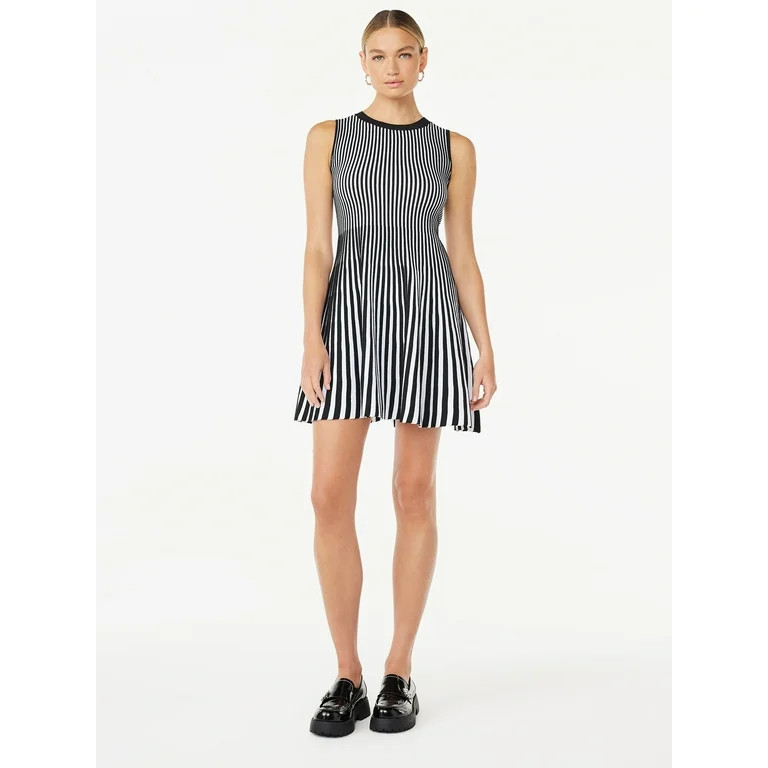 Scoop Women's Striped Mini Sweater Dress, Sizes XS-XXL | Walmart (US)