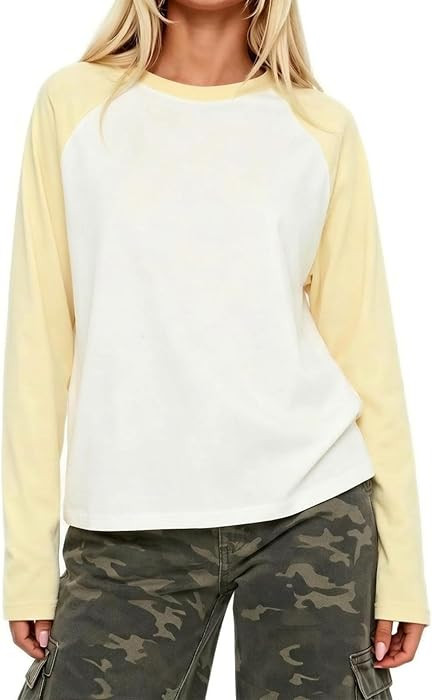 Baseball Tees for Women Long Sleeve Color Block Oversized Raglan Shirts | Amazon (US)