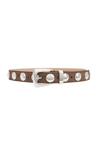 KHAITE Benny Suede Stud Belt in Tan | FWRD 