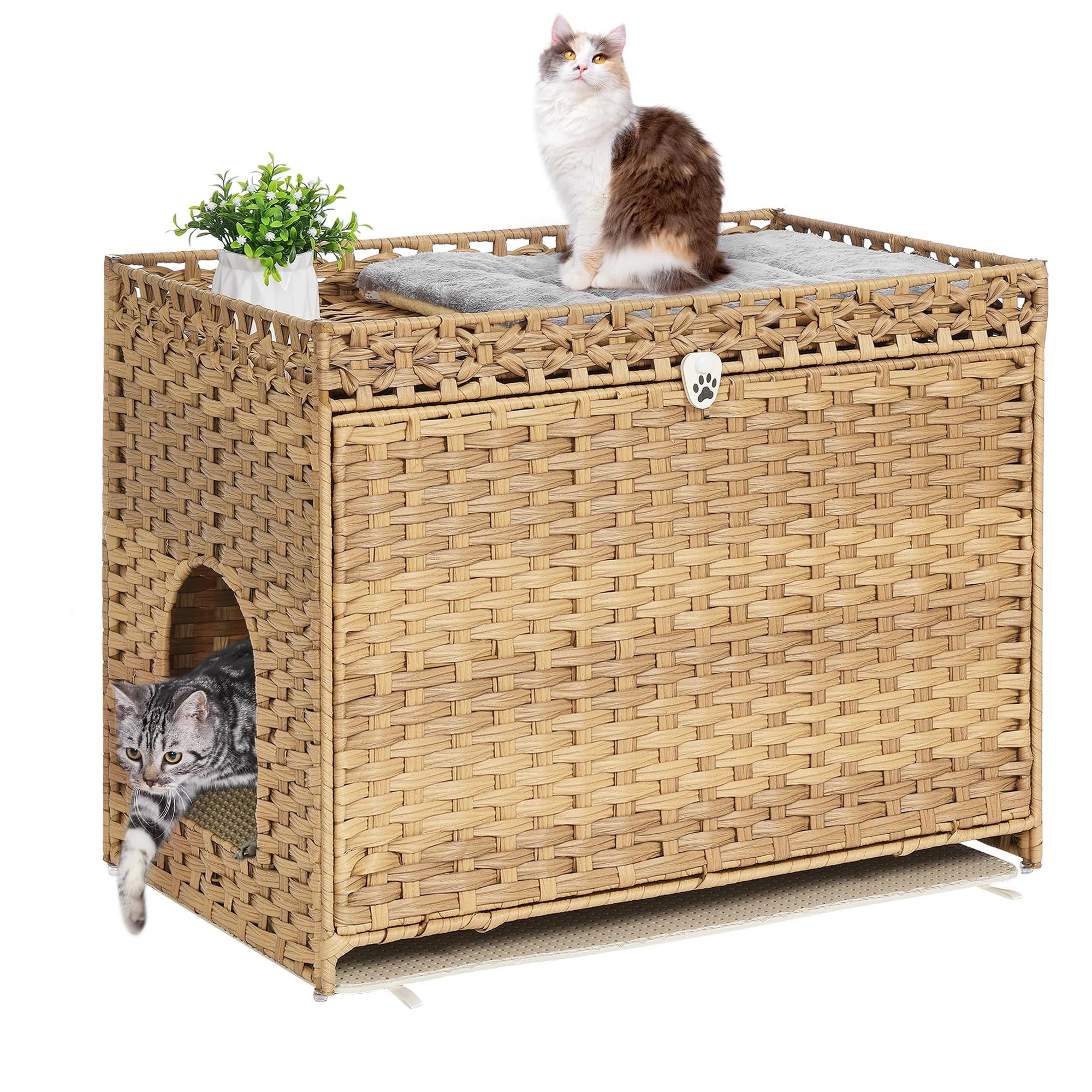 Tucker Murphy Pet™ The cat litter box enclosure includes a soft litter mat for added comfort an... | Wayfair North America