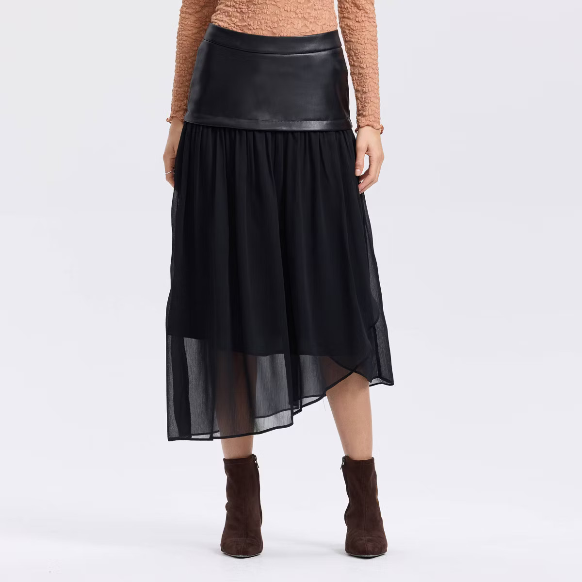 Women's Mixed Fabric A-Line Skirt - A New Day™ Black | Target